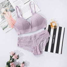 Load image into Gallery viewer, New French Romantic Lace Bra Set Women&#39;s Wide-sided Thin Cotton Bra Sexy Lingerie Girl Without Steel Ring Gather Underwear Set
