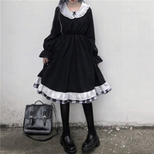 Load image into Gallery viewer, New Fungus Lolita Dress Women 2022 Long Sleeve Bow Black Dresses Harajuku Spring Slim Waist Sweet Teen Girls Vestidos Mujer