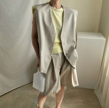 Load image into Gallery viewer, New Girls Spring Women Suits Sleeveless Vest High Waist Solid Shorts Womens Two Piece Suits Sell Separately Oversize