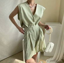 Load image into Gallery viewer, New Girls Spring Women Suits Sleeveless Vest High Waist Solid Shorts Womens Two Piece Suits Sell Separately Oversize