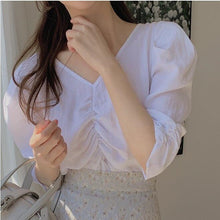 Load image into Gallery viewer, New Girls Summer Blouse Women Suit Shirt Short Sleeves Tops High Waist Long Print A Line Skirts Two Piece Suits Sell Separately