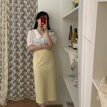 Load image into Gallery viewer, New Girls Summer Blouse Women Suit Shirt Short Sleeves Tops High Waist Long Solid A Line Skirts Two Piece Suits Sell Separately