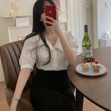 Load image into Gallery viewer, New Girls Summer Blouse Women Suit Shirt Short Sleeves Tops High Waist Long Solid A Line Skirts Two Piece Suits Sell Separately