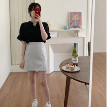 Load image into Gallery viewer, New Girls Summer Blouse Women Suit Shirt Short Sleeves Tops High Waist Long Solid A Line Skirts Two Piece Suits Sell Separately