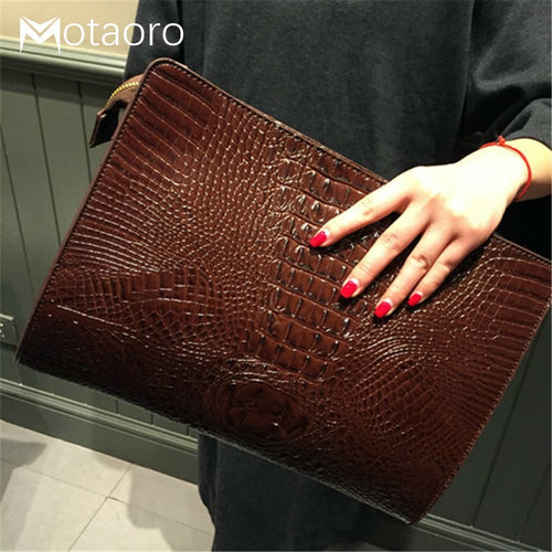 New Handbag Crocodile Clutches Leather Ladies Hand Bags Envelope Women Messenger O Bag Praty Evening Handbags Purses Sac A Main