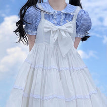 Load image into Gallery viewer, New Japanese Lolita Shirts Cute Girls Short Sleeve Retro Plaid Tops Woman Sweet Kawaii Peter Pan Collar Blouses Fresh Summer