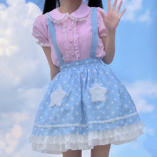 Load image into Gallery viewer, New Japanese Lolita Shirts Cute Girls Short Sleeve Retro Plaid Tops Woman Sweet Kawaii Peter Pan Collar Blouses Fresh Summer