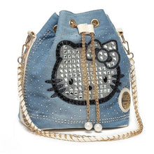 Load image into Gallery viewer, New Jean Bag Women&#39;s Diamond Chain Bag Hello Kitty Bag Crossbody Single Shoulder Bucket Bag