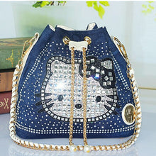 Load image into Gallery viewer, New Jean Bag Women&#39;s Diamond Chain Bag Hello Kitty Bag Crossbody Single Shoulder Bucket Bag