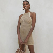 Load image into Gallery viewer, New Knitted Beach Dress Women Bikini Cover Up Female Sexy Sleeveless Holiday Skirt Summer Beach Cover Up Swimsuit Blouse Ladies