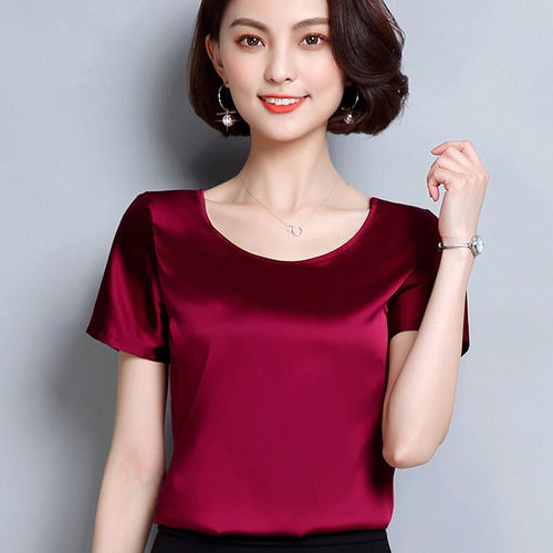 New Korea Fashion Summer Short Sleeve Plus Size Shirts Women Blouses Casual Wine Green Tops  blouse women S-4XL