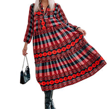 Load image into Gallery viewer, New Ladies Boho Print Dress Women Summer Spring Autumn Casual Long Beach Dress Loose Sexy Women Party Dresses Female Vestidos