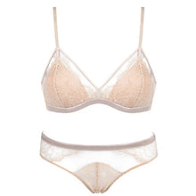 Load image into Gallery viewer, New Mesh Panties Medium Padded Women Lingerie Cup White Red Black Sexy Push Up Bandage Bra and Briefs Set Underwear