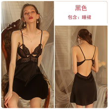 Load image into Gallery viewer, New Nightdress Women Sexy Lingerie Satin Gauze Perspective Sleepwear Femme Erotica Porno Skirt Summer Thin Dress Slutty Clothes