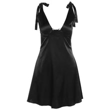 Load image into Gallery viewer, New Satin Chain Cut Out Hot Sexy Backless Sleeveless Mini Dress 2022 Summer Elegant Bow Tie Straps Dresses Club Party