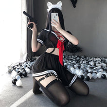 Load image into Gallery viewer, New School Girl Ladies Erotic Dress for Women Soft Fabric Cute Lace Miniskirt Outfit Anime Cosplay Costume Student Black Uniform
