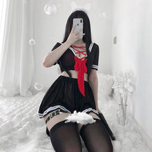 Load image into Gallery viewer, New School Girl Ladies Erotic Dress for Women Soft Fabric Cute Lace Miniskirt Outfit Anime Cosplay Costume Student Black Uniform