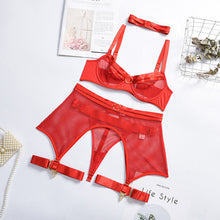 Load image into Gallery viewer, New Sensual Lingerie Mesh Bra Women&#39;s Underwear Set Lace Bandage Sexy Lingerie See-Through Bra and Brief Sets Erotic Underwear