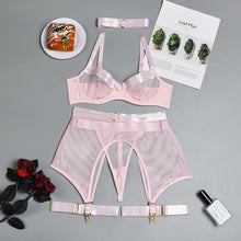 Load image into Gallery viewer, New Sensual Lingerie Mesh Bra Women&#39;s Underwear Set Lace Bandage Sexy Lingerie See-Through Bra and Brief Sets Erotic Underwear