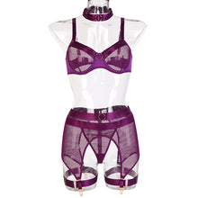 Load image into Gallery viewer, New Sensual Lingerie Mesh Bra Women&#39;s Underwear Set Lace Bandage Sexy Lingerie See-Through Bra and Brief Sets Erotic Underwear