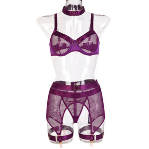 New Sensual Lingerie Mesh Bra Women&#39;s Underwear Set Lace Bandage Sexy Lingerie See-Through Bra and Brief Sets Erotic Underwear