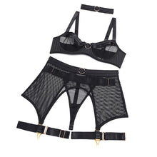 Load image into Gallery viewer, New Sensual Lingerie Mesh Bra Women&#39;s Underwear Set Lace Bandage Sexy Lingerie See-Through Bra and Brief Sets Erotic Underwear