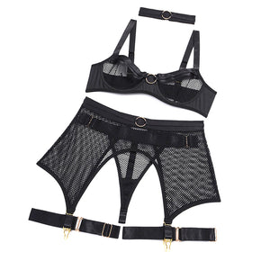 New Sensual Lingerie Mesh Bra Women&#39;s Underwear Set Lace Bandage Sexy Lingerie See-Through Bra and Brief Sets Erotic Underwear