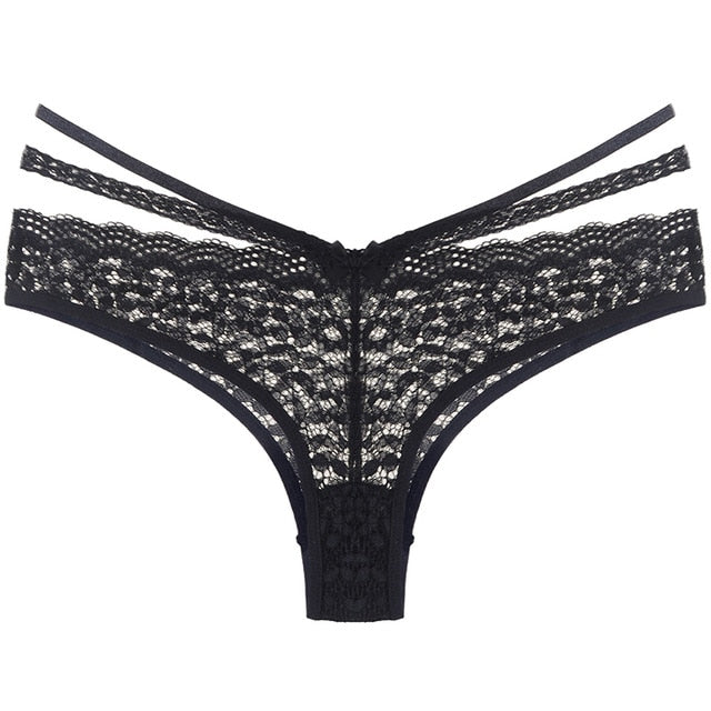 New Sexy Lace Women's Bikini Panties Underpants Lace Transparent Underwear Seamless Low-Waisted Thong Lingerie Sex String Tanga