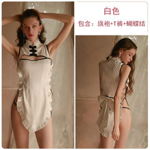 Load image into Gallery viewer, New Sexy Lingerie Hollow Cheongsam Nightdress Side Strap Uniform Set Chinese Traditional Costumes Women Homedress One Size