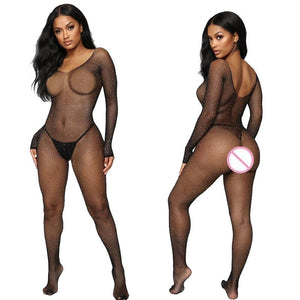 New Sexy Lingerie Women Fishnet Bodysuits Transparent Underwear Open Crotch Mesh Body Stockings Hot Porn Outfits Erotic Costume