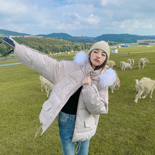 Load image into Gallery viewer, New Short Fur Collar Women&#39;s Jackets Zipper Simple Woman Coat Thicken Female Casual Down Jacket Solid Pocket Women Hooded Parka