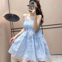 Load image into Gallery viewer, New Sleeveless Beaded Strap Summer Dress Women Print Floral A-Line Kawaii Japanese Sweet Girls Mini Dress Chic Fairy vestidos