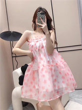 Load image into Gallery viewer, New Sleeveless Beaded Strap Summer Dress Women Print Floral A-Line Kawaii Japanese Sweet Girls Mini Dress Chic Fairy vestidos