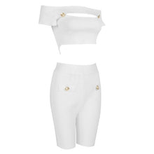 Load image into Gallery viewer, New Summer White Two-Piece Set Women&#39;S Sexy Corset Top High Waist Pants Club Celebrity Party Shorts Suit