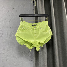Load image into Gallery viewer, New Summer Women Fruit Green Denim Shorts Sexy Low-rise A-line Tassel Short Hot Pants Ladies Fashion Personality Pocket Pink