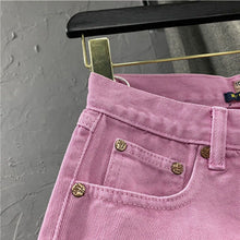 Load image into Gallery viewer, New Summer Women Fruit Green Denim Shorts Sexy Low-rise A-line Tassel Short Hot Pants Ladies Fashion Personality Pocket Pink