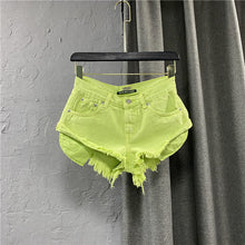 Load image into Gallery viewer, New Summer Women Fruit Green Denim Shorts Sexy Low-rise A-line Tassel Short Hot Pants Ladies Fashion Personality Pocket Pink