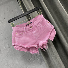 Load image into Gallery viewer, New Summer Women Fruit Green Denim Shorts Sexy Low-rise A-line Tassel Short Hot Pants Ladies Fashion Personality Pocket Pink