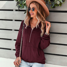 Load image into Gallery viewer, New Sweatshirt 2021 Autumn And Winter Warm And Comfortable Top With Elegant Loose Pure Color Zipper Stand Collar Hoodies Women