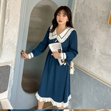 Load image into Gallery viewer, New Sweet Fungus Spliced Plus Size Dress Women 2022 Long Sleeve 3XL 4 XL Dresses Elegant Slim Waist Spring Vestidos Mujer