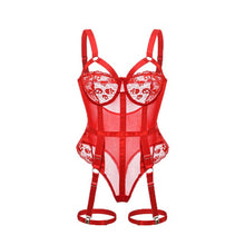 Load image into Gallery viewer, New Women Backless Sexy Teddies Bodysuit Intimates Body Femme 2022 Floral Embroidery Lace Bodysuit See Through