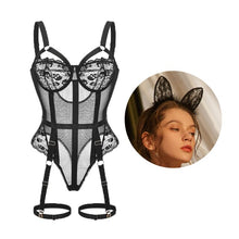 Load image into Gallery viewer, New Women Backless Sexy Teddies Bodysuit Intimates Body Femme 2022 Floral Embroidery Lace Bodysuit See Through
