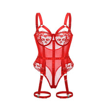 Load image into Gallery viewer, New Women Backless Sexy Teddies Bodysuit Intimates Body Femme 2022 Floral Embroidery Lace Bodysuit See Through