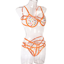 Load image into Gallery viewer, New Women Dot Print Sensual Lingerie Erotic Transparent Bra and Brief Set Underwear Lace Sexy Outfit Underwire Exotic Sets