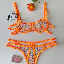 Load image into Gallery viewer, New Women Dot Print Sensual Lingerie Erotic Transparent Bra and Brief Set Underwear Lace Sexy Outfit Underwire Exotic Sets