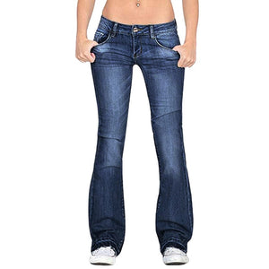 New Women Flare Jeans Slim Denim Trousers Vintage Bell Bottom Jeans High Waist Pants Stretchy Wide Leg Jeans