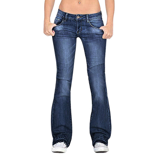 New Women Flare Jeans Slim Denim Trousers Vintage Bell Bottom Jeans High Waist Pants Stretchy Wide Leg Jeans