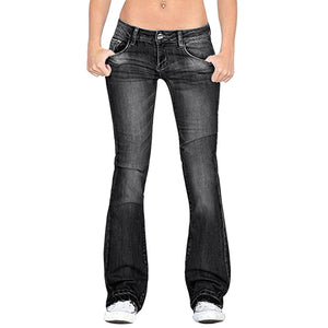 New Women Flare Jeans Slim Denim Trousers Vintage Bell Bottom Jeans High Waist Pants Stretchy Wide Leg Jeans