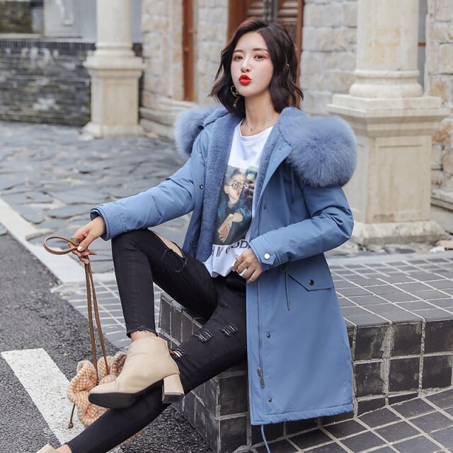 New Women Long Coat Autumn Winter Warm Velvet Thicken Faux Fur Coats Parka Female Solid Big Pocket Jacket Outwear