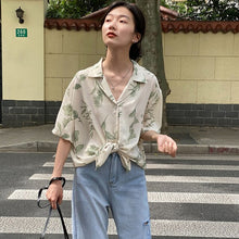 Load image into Gallery viewer, New Women Polo Neck Short Sleeve Office Lady Blouse 2021 New Summer Print Buttons Fashion Style Shirt Outwear Plus Size